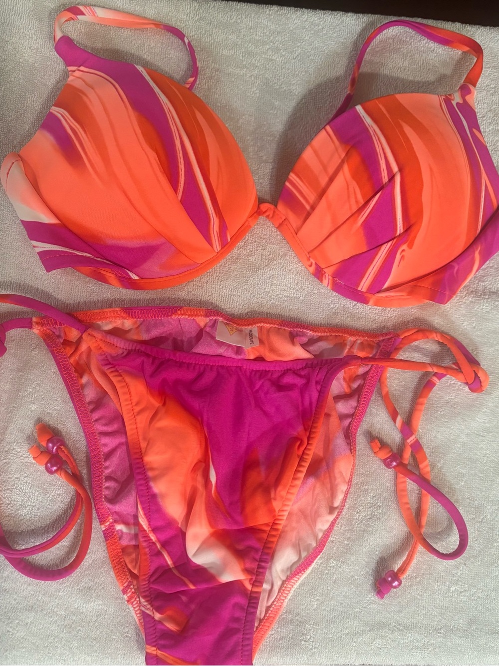 VENUS Pink & Orange Swirl Push-Up Bikini Set